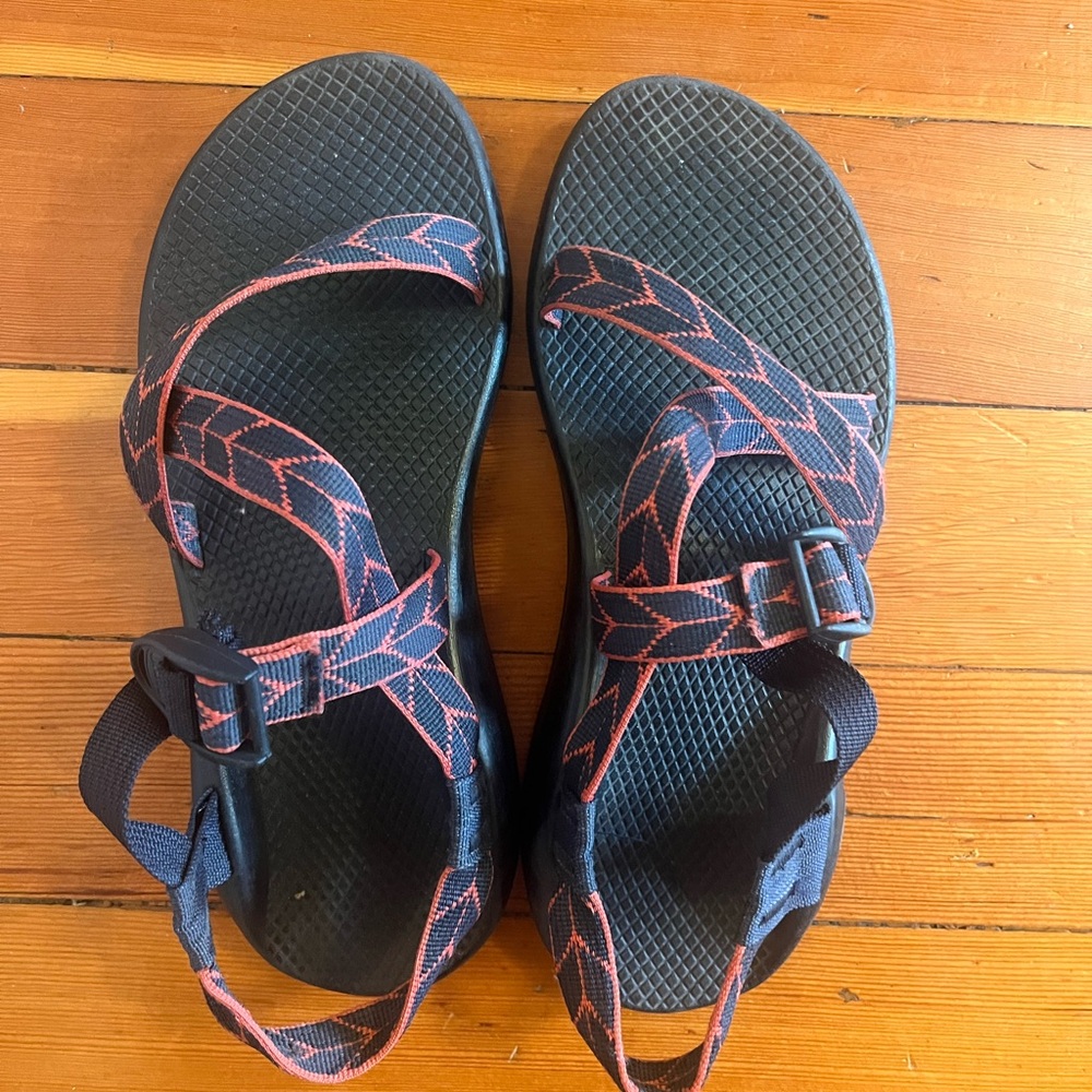 Navy blue and red Chaco sandals- outdoor wear